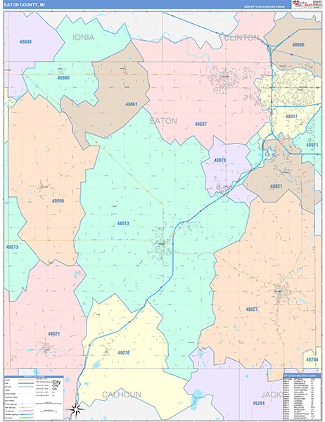 Eaton County, MI Zip Code Map