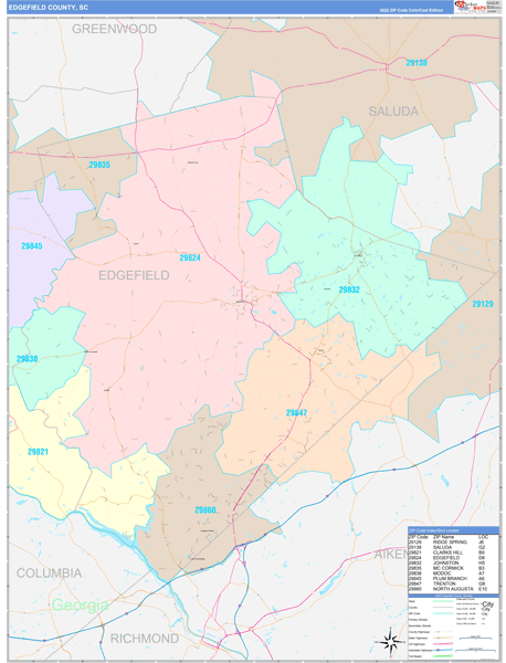 Edgefield County Digital Map Color Cast Style