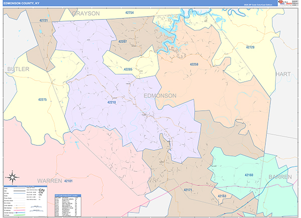 Edmonson County, KY Zip Code Map