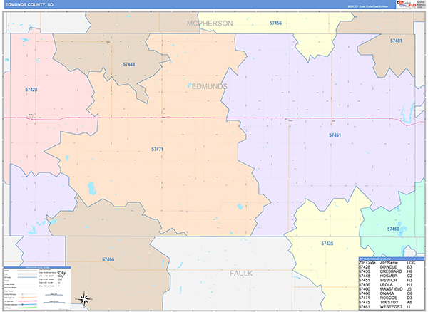 Edmunds County, SD Zip Code Map