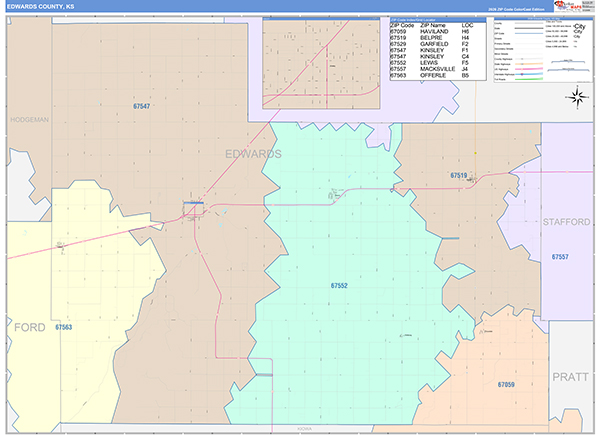Edwards County, KS Wall Map