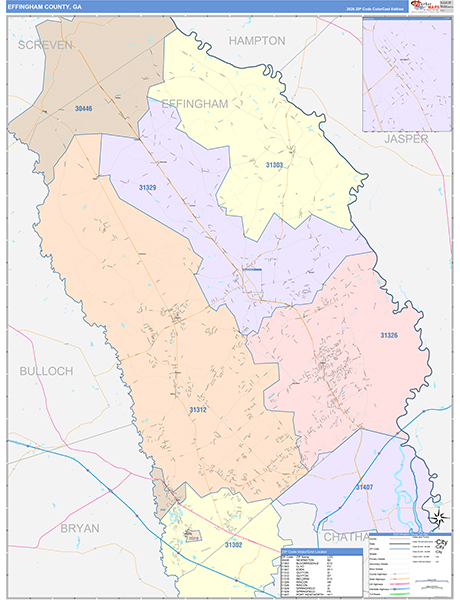 Effingham County, GA Zip Code Map