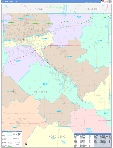 Elkhart County Digital Map Color Cast Style