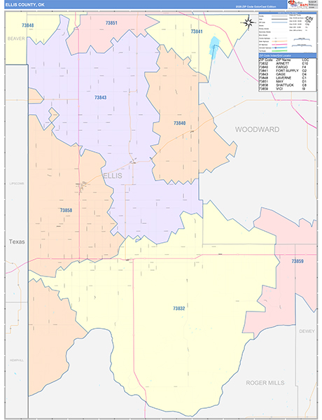 Ellis County, OK Wall Map