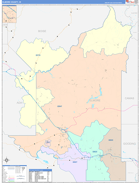 Elmore County, ID Zip Code Map