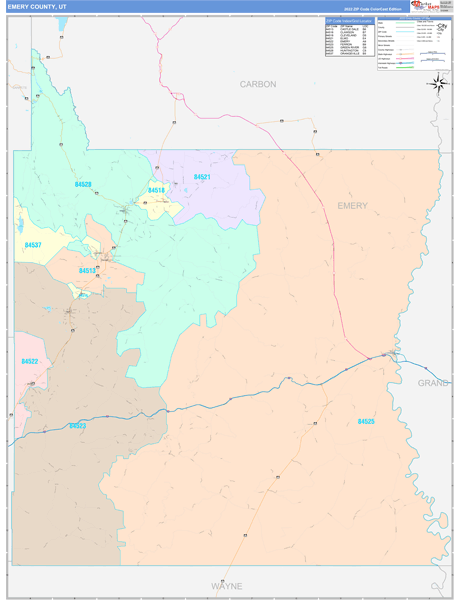 Emery County Digital Map Color Cast Style