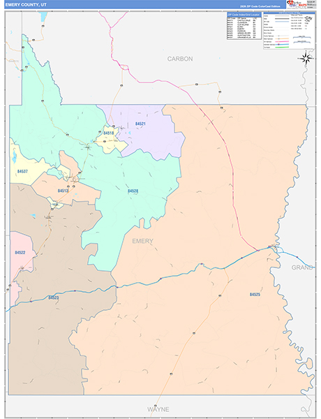 Emery County, UT Zip Code Map