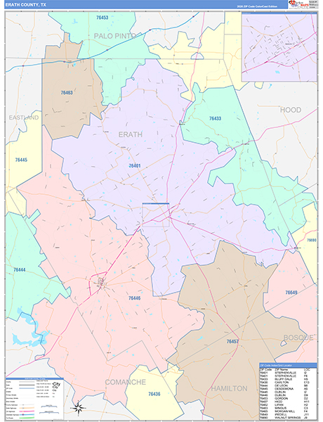 Erath County, TX Zip Code Map