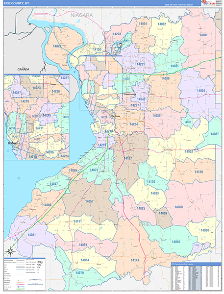 Erie County, NY Zip Code Map
