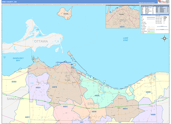 Erie County, OH Zip Code Map
