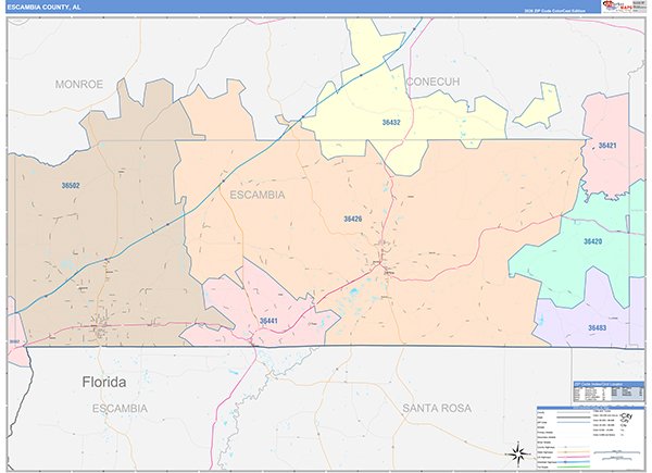 Escambia County, AL Zip Code Map