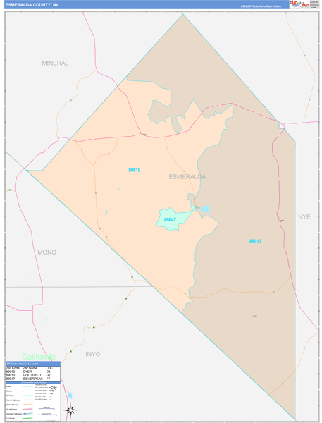 Esmeralda County, NV Zip Code Map