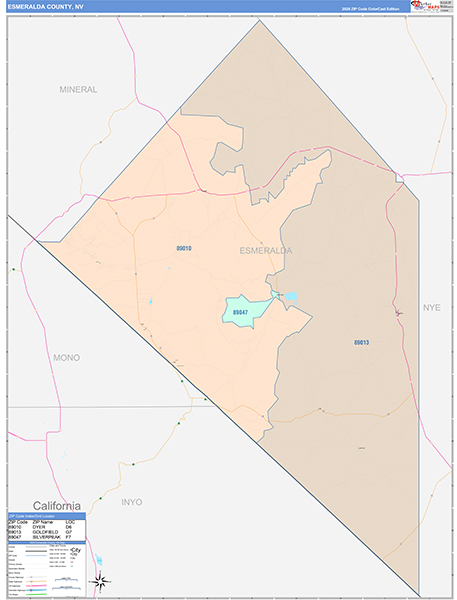 Esmeralda County, NV Zip Code Map