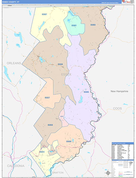 Essex County, VT Wall Map