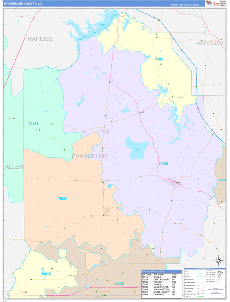 Evangeline Parish (County), LA Wall Map