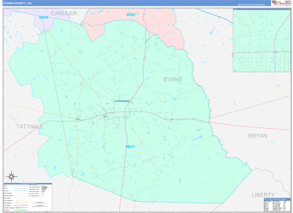 Evans County, GA Zip Code Map
