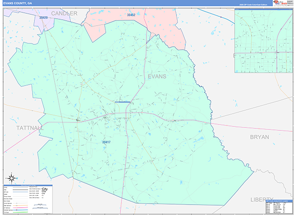 Evans County, GA Zip Code Map