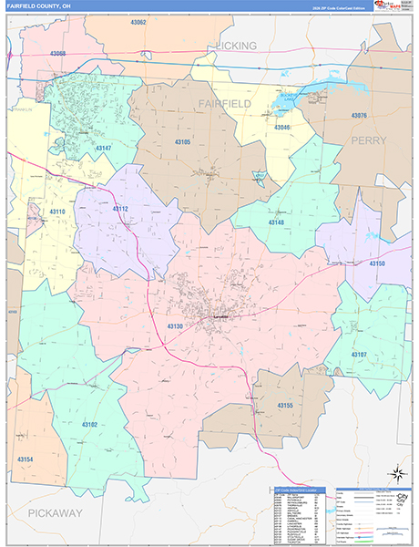 Fairfield County, OH Zip Code Map