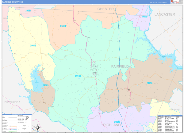 Fairfield County, SC Zip Code Map