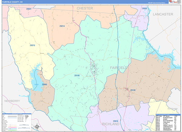 Fairfield County, SC Zip Code Map