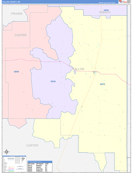 Fallon County, MT Wall Map