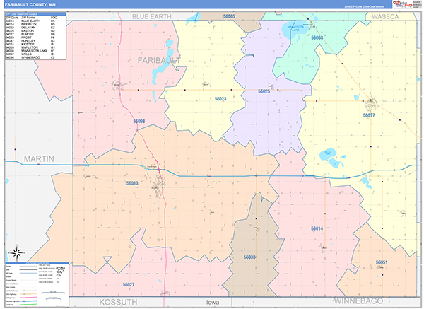 Faribault County, MN Wall Map
