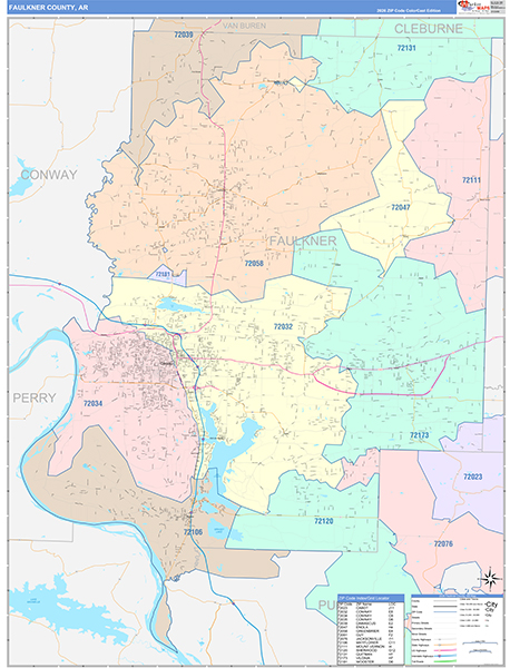 Faulkner County, AR Zip Code Map