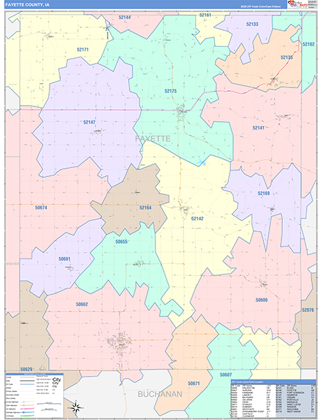 Fayette County, IA Zip Code Map