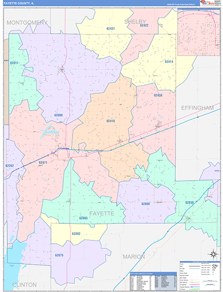Fayette County, IL Zip Code Map