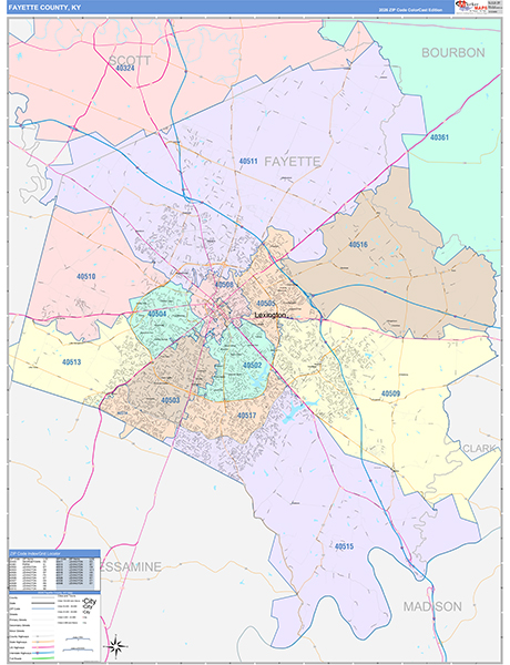 Fayette County, KY Zip Code Map