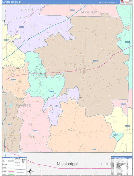 Fayette County, TN Zip Code Map