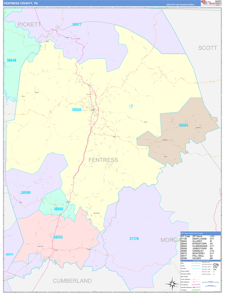 Fentress County, TN Zip Code Map