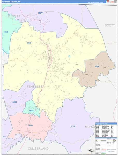 Fentress County, TN Zip Code Map