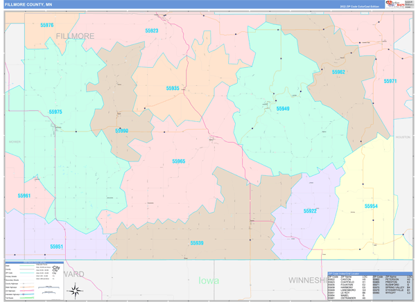 Fillmore County, MN Zip Code Map