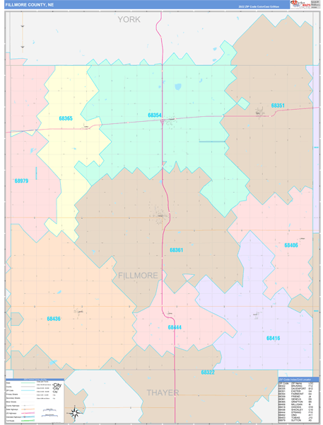 Fillmore County, NE Zip Code Map