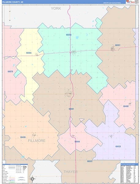 Fillmore County, NE Zip Code Map