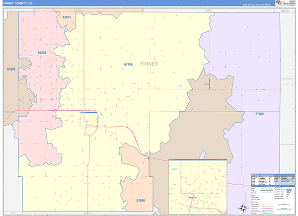 Finney County, KS Wall Map