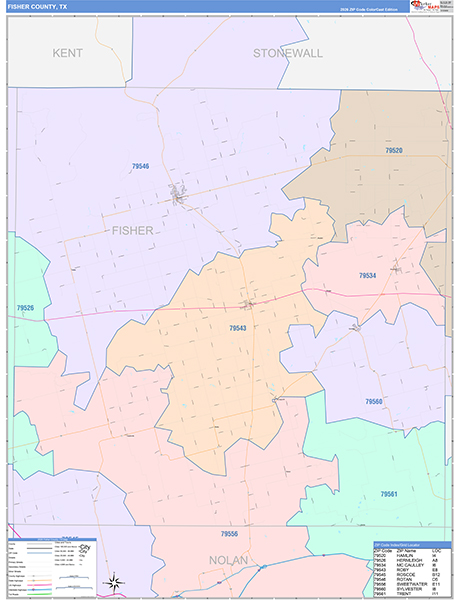 Fisher County, TX Zip Code Map