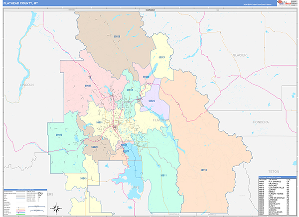Flathead County, MT Zip Code Map