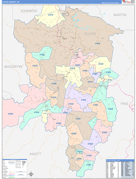 Floyd County, KY Zip Code Map