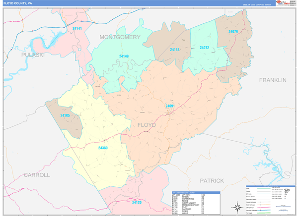 Floyd County, VA Zip Code Map