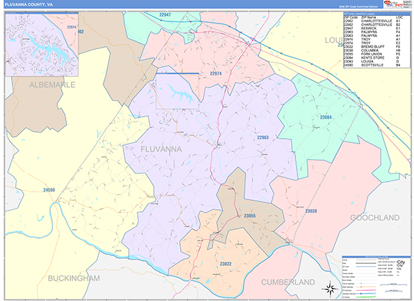 Fluvanna County, VA Zip Code Map