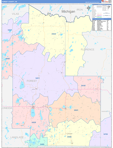 Forest County, WI Wall Map