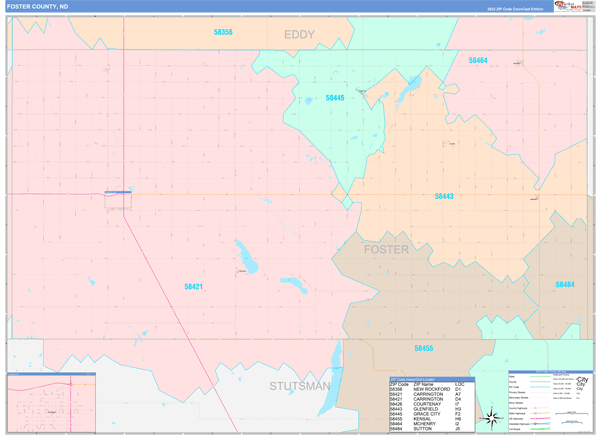 Foster County, ND Zip Code Map