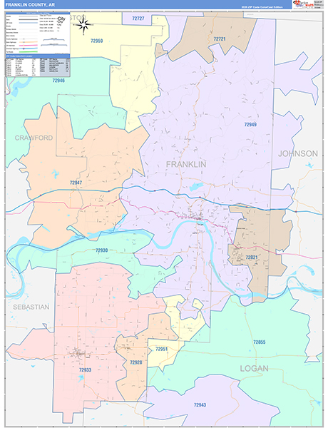 Franklin County, AR Zip Code Map