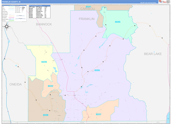 Franklin County, ID Wall Map