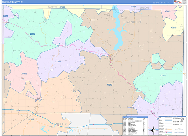 Franklin County, IN Zip Code Map
