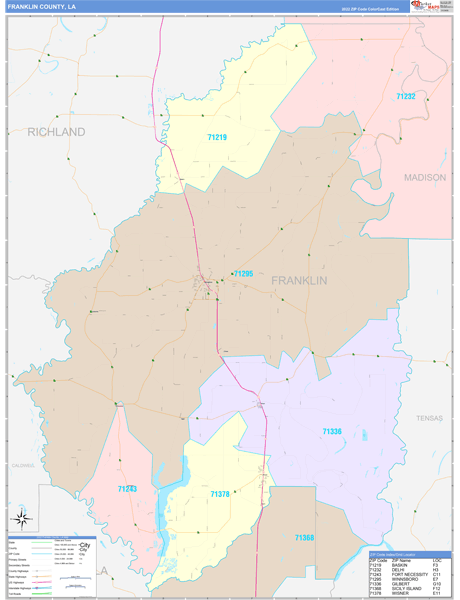 Franklin Parish (County), LA Wall Map