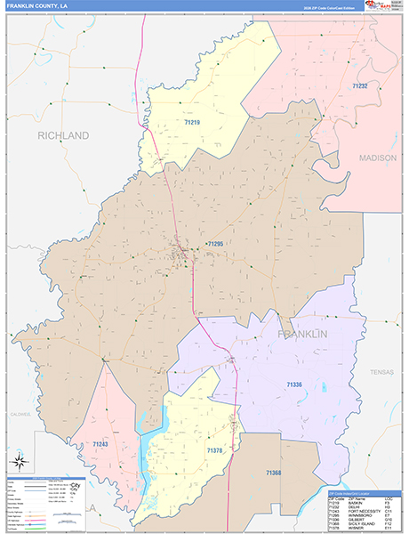 Franklin Parish (County), LA Wall Map