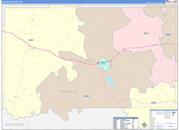 Franklin County, MS Zip Code Map